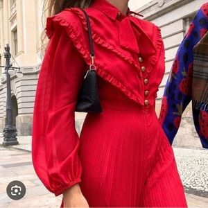 Gorgeous red Farm Rio chiffon jumpsuit